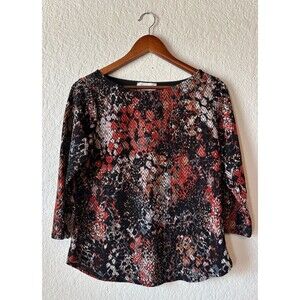 Peck & Peck Womens Dress Top With Abstract Pattern Size Med